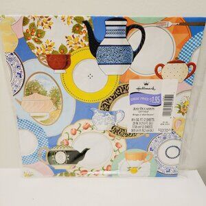 Vtg Mixed Teapots Tea Party Floral All Occasions Gift Wrapping Paper Craft DIY
